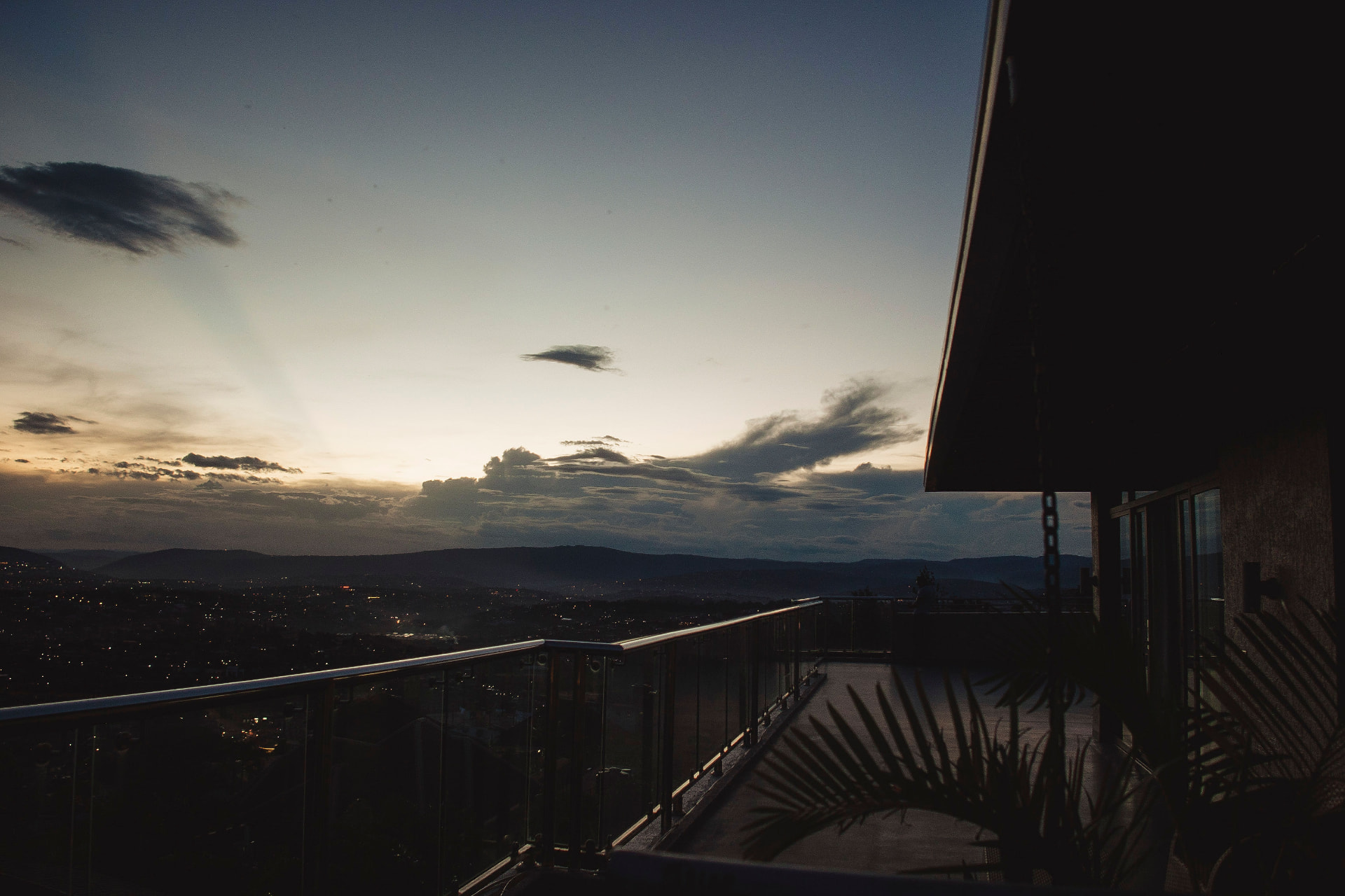 Balcony view over Kigali at sunset